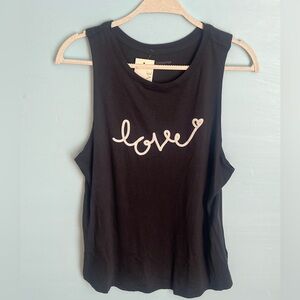 Spiritual Gangster Evereve Black Soft Tank with 'Love' Print Sz M NWT